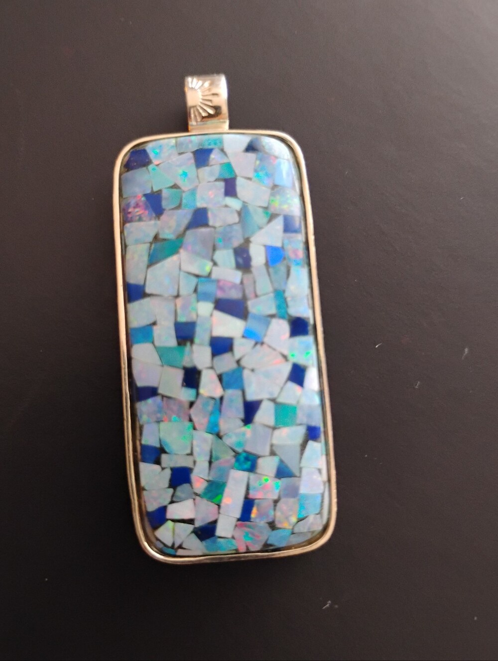 DTR Opal and Lapis Mosaic Sterling Silver Reversible Pendant, Jay King - Picture 8 of 9